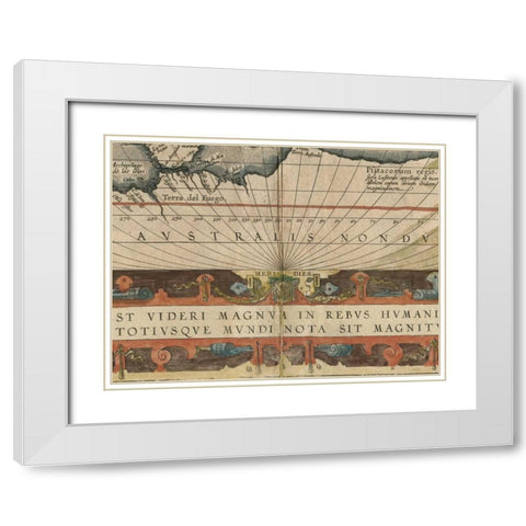 Antique World Map Grid VIII White Modern Wood Framed Art Print with Double Matting by Vision Studio