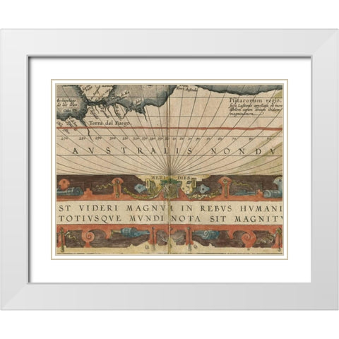 Antique World Map Grid VIII White Modern Wood Framed Art Print with Double Matting by Vision Studio