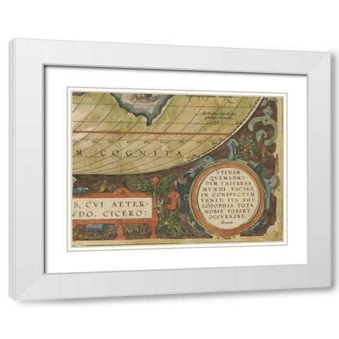 Antique World Map Grid IX White Modern Wood Framed Art Print with Double Matting by Vision Studio