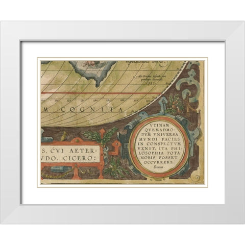 Antique World Map Grid IX White Modern Wood Framed Art Print with Double Matting by Vision Studio