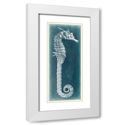 Azure Seahorse II White Modern Wood Framed Art Print with Double Matting by Vision Studio