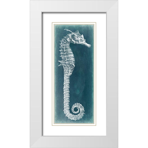 Azure Seahorse II White Modern Wood Framed Art Print with Double Matting by Vision Studio