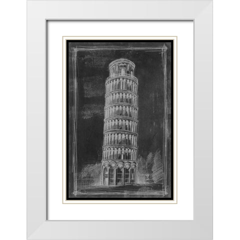 European Icon Blueprint II White Modern Wood Framed Art Print with Double Matting by Harper