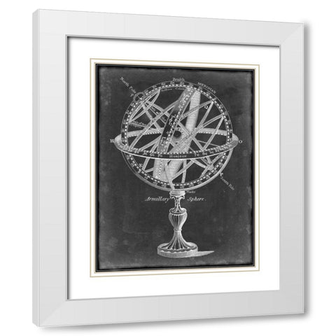 Armillary Sphere on Charcoal I White Modern Wood Framed Art Print with Double Matting by Studio