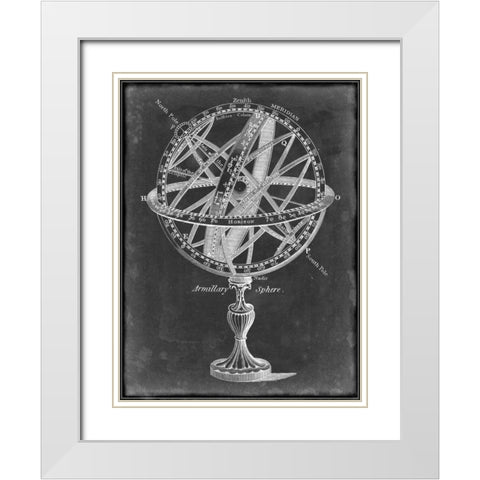 Armillary Sphere on Charcoal I White Modern Wood Framed Art Print with Double Matting by Studio