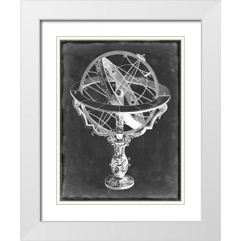 Armillary Sphere on Charcoal II White Modern Wood Framed Art Print with Double Matting by Studio