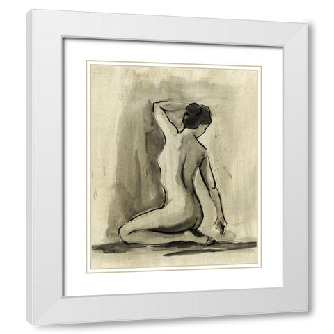 Sumi-e Figure I White Modern Wood Framed Art Print with Double Matting by Harper, Ethan