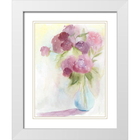 Glowing Bouquet I White Modern Wood Framed Art Print with Double Matting by Popp, Grace