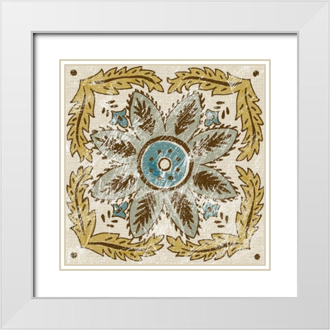 Batik Square IV White Modern Wood Framed Art Print with Double Matting by Zarris, Chariklia