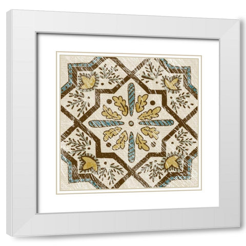 Batik Square V White Modern Wood Framed Art Print with Double Matting by Zarris, Chariklia