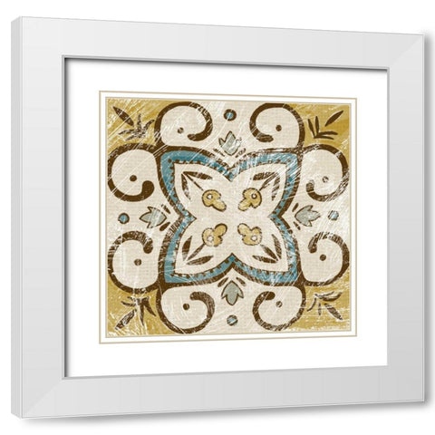 Batik Square VI White Modern Wood Framed Art Print with Double Matting by Zarris, Chariklia