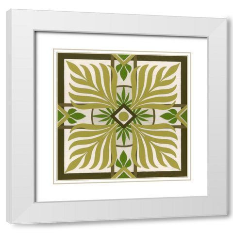Non-Embellished Palm Motif II White Modern Wood Framed Art Print with Double Matting by Vess, June Erica