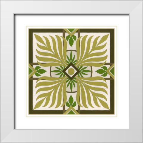 Non-Embellished Palm Motif II White Modern Wood Framed Art Print with Double Matting by Vess, June Erica