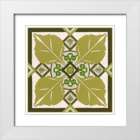 Non-Embellished Palm Motif III White Modern Wood Framed Art Print with Double Matting by Vess, June Erica