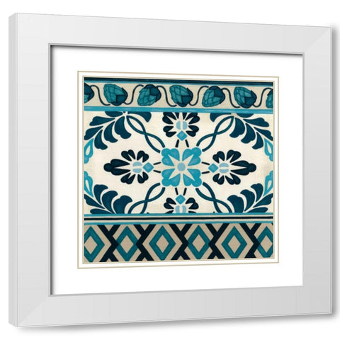 Indigo Frieze I White Modern Wood Framed Art Print with Double Matting by Vess, June Erica