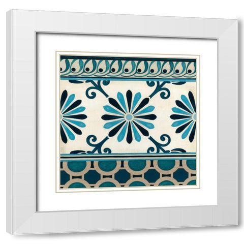 Indigo Frieze II White Modern Wood Framed Art Print with Double Matting by Vess, June Erica