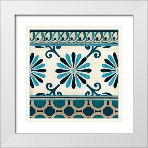 Indigo Frieze II White Modern Wood Framed Art Print with Double Matting by Vess, June Erica