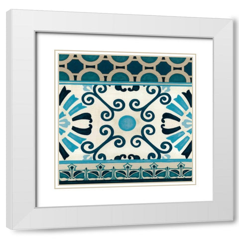 Indigo Frieze III White Modern Wood Framed Art Print with Double Matting by Vess, June Erica