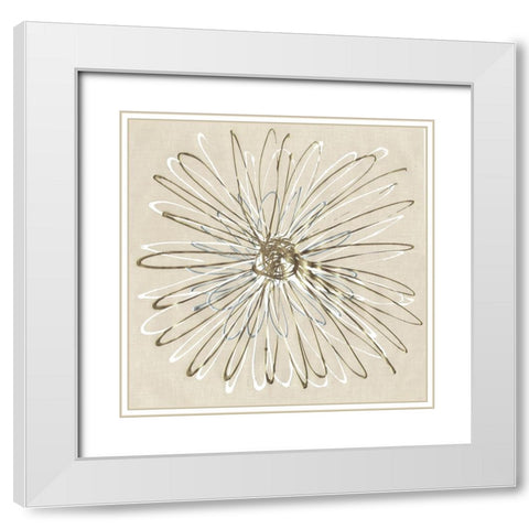Atomic Flower I White Modern Wood Framed Art Print with Double Matting by Stramel, Renee W.