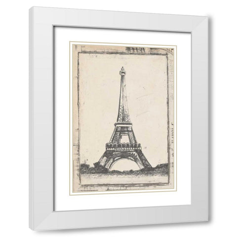 Sketch of Eiffel White Modern Wood Framed Art Print with Double Matting by Harper, Ethan