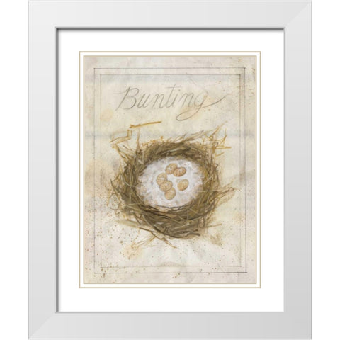 Nest - Bunting White Modern Wood Framed Art Print with Double Matting by Della-Piana, Elissa