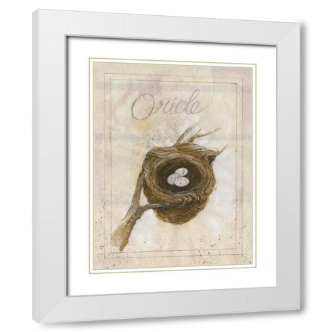 Nest - Oriole White Modern Wood Framed Art Print with Double Matting by Della-Piana, Elissa