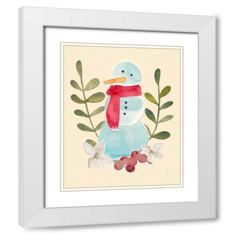 Snowman Cut-out I White Modern Wood Framed Art Print with Double Matting by Popp, Grace