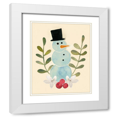 Snowman Cut-out II White Modern Wood Framed Art Print with Double Matting by Popp, Grace