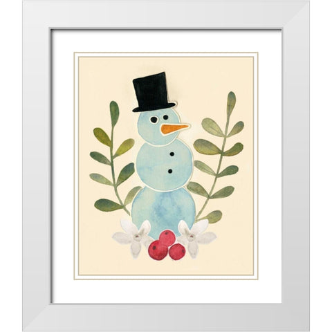 Snowman Cut-out II White Modern Wood Framed Art Print with Double Matting by Popp, Grace