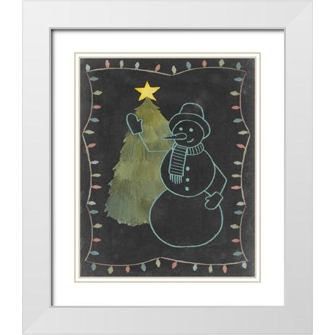 Chalkboard Snowman I White Modern Wood Framed Art Print with Double Matting by Popp, Grace