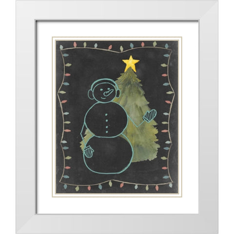 Chalkboard Snowman II White Modern Wood Framed Art Print with Double Matting by Popp, Grace