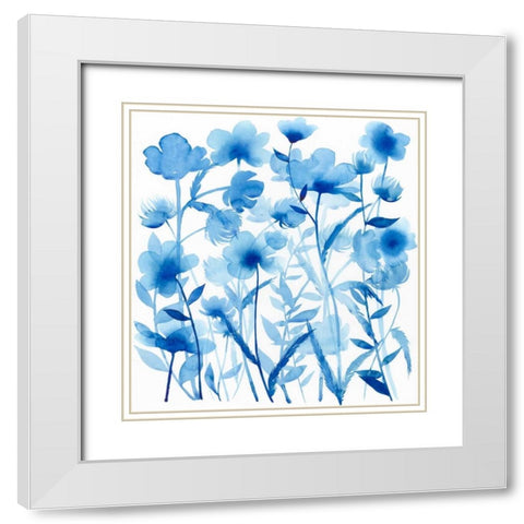 Cobalt Sway I White Modern Wood Framed Art Print with Double Matting by Popp, Grace