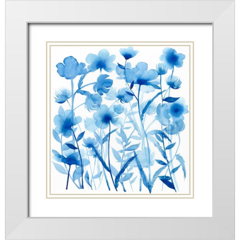 Cobalt Sway I White Modern Wood Framed Art Print with Double Matting by Popp, Grace
