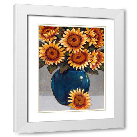Vase of Sunflowers I White Modern Wood Framed Art Print with Double Matting by OToole, Tim