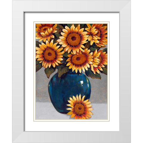 Vase of Sunflowers I White Modern Wood Framed Art Print with Double Matting by OToole, Tim