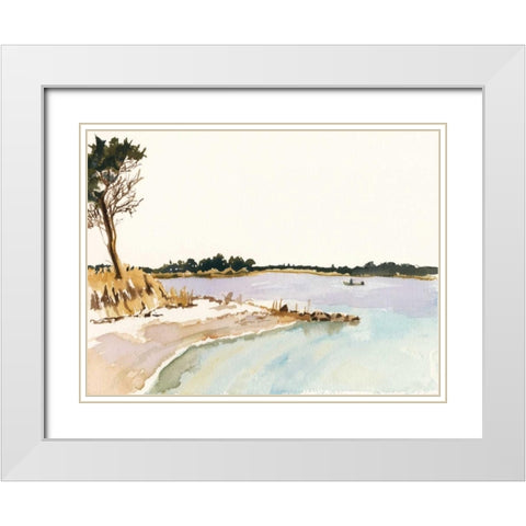 Minimalist Coastline I White Modern Wood Framed Art Print with Double Matting by Miller, Dianne