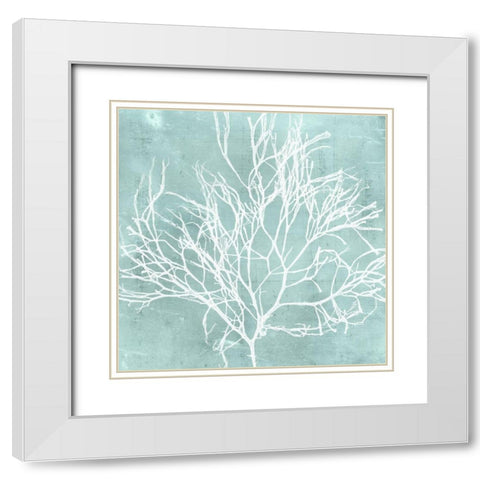 Seaweed on Aqua II White Modern Wood Framed Art Print with Double Matting by Vision Studio