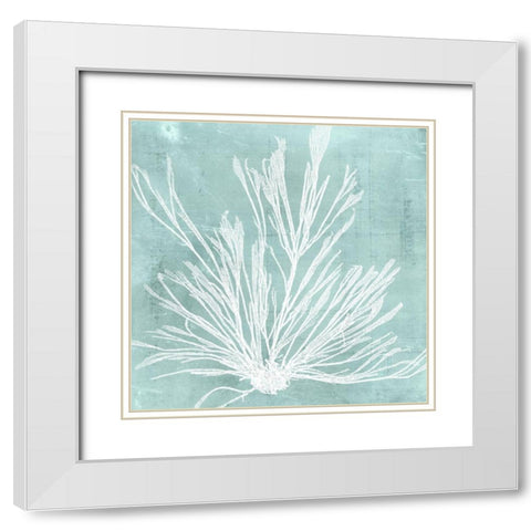 Seaweed on Aqua IX White Modern Wood Framed Art Print with Double Matting by Vision Studio