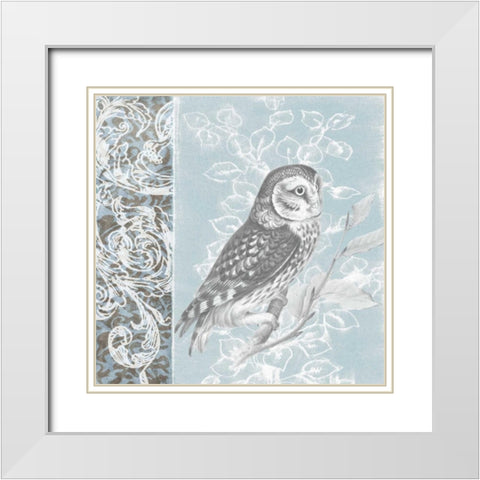 Owl Filigree II White Modern Wood Framed Art Print with Double Matting by Studio W