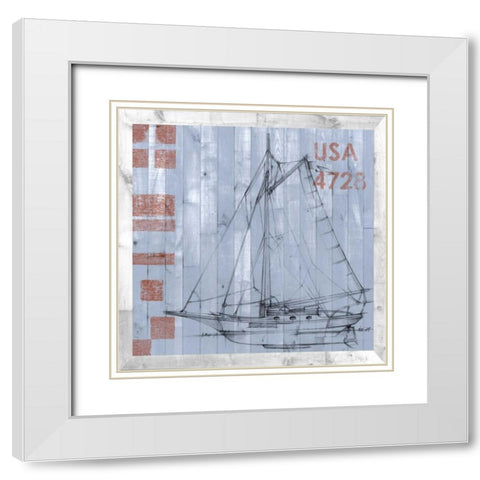 Regatta I White Modern Wood Framed Art Print with Double Matting by Studio W