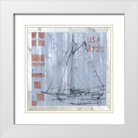 Regatta I White Modern Wood Framed Art Print with Double Matting by Studio W