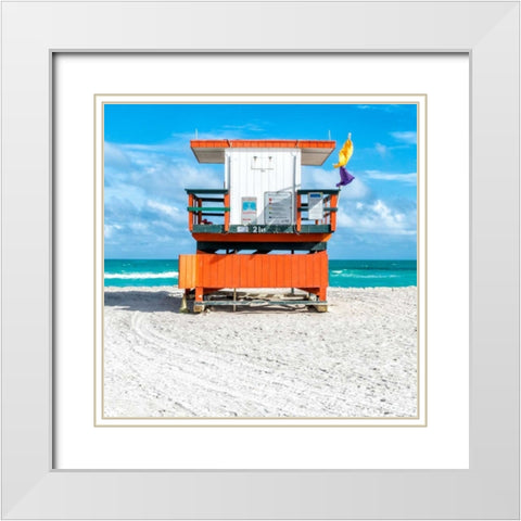 Miami Beach I White Modern Wood Framed Art Print with Double Matting by Silver, Richard