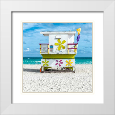 Miami Beach VII White Modern Wood Framed Art Print with Double Matting by Silver, Richard