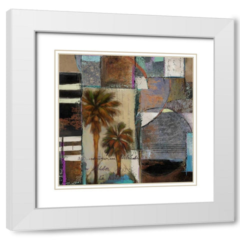 Abstract Palms I White Modern Wood Framed Art Print with Double Matting by Novak, Rick