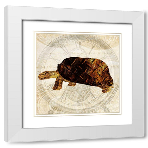 Steam Punk Turtle I White Modern Wood Framed Art Print with Double Matting by Ilosky, Pam
