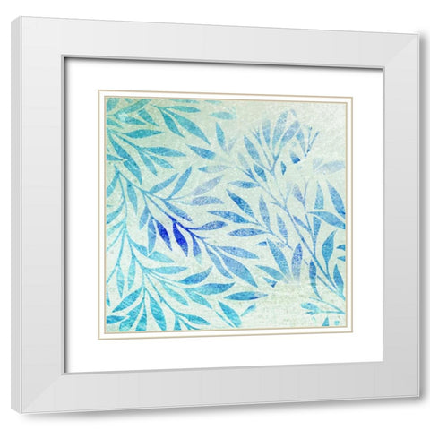 Cerulean Foliage II White Modern Wood Framed Art Print with Double Matting by Studio W