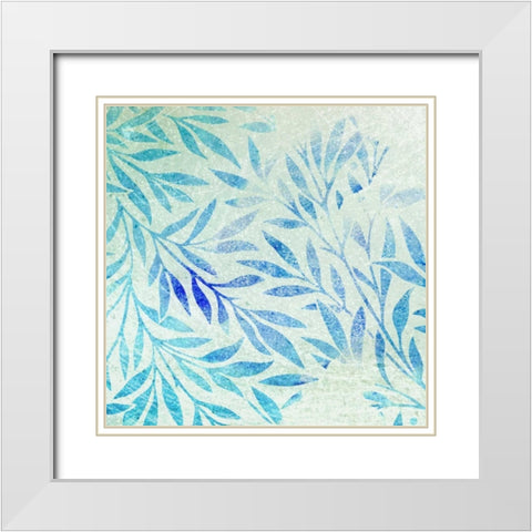 Cerulean Foliage II White Modern Wood Framed Art Print with Double Matting by Studio W