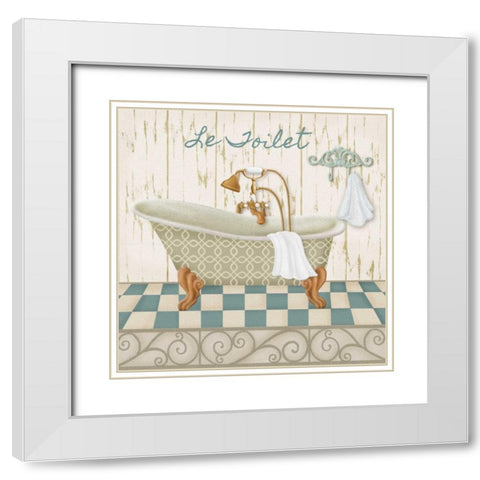Bain Bleu I White Modern Wood Framed Art Print with Double Matting by Ditzian, Sue