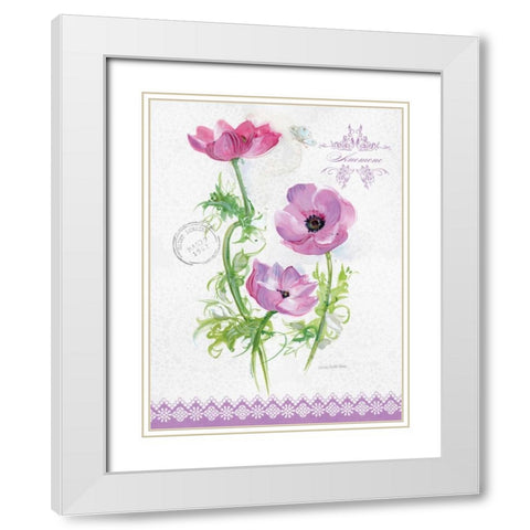 Flower Study on Lace I White Modern Wood Framed Art Print with Double Matting by Della-Piana, Elissa