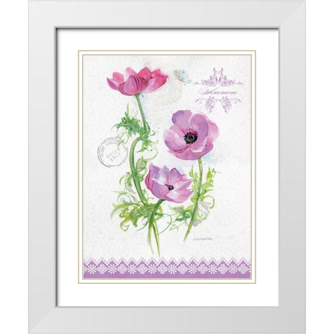 Flower Study on Lace I White Modern Wood Framed Art Print with Double Matting by Della-Piana, Elissa